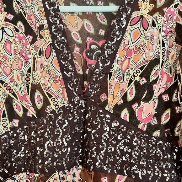 Wayan Cotton Dress with Tie and Sequins Brown Size - Picture 6 of 8